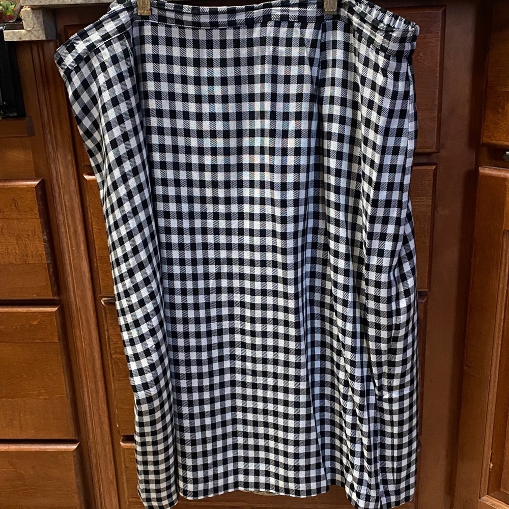 Vintage Black & White Gingham Midi Skirt Classic Straight Fit 22W Office Career